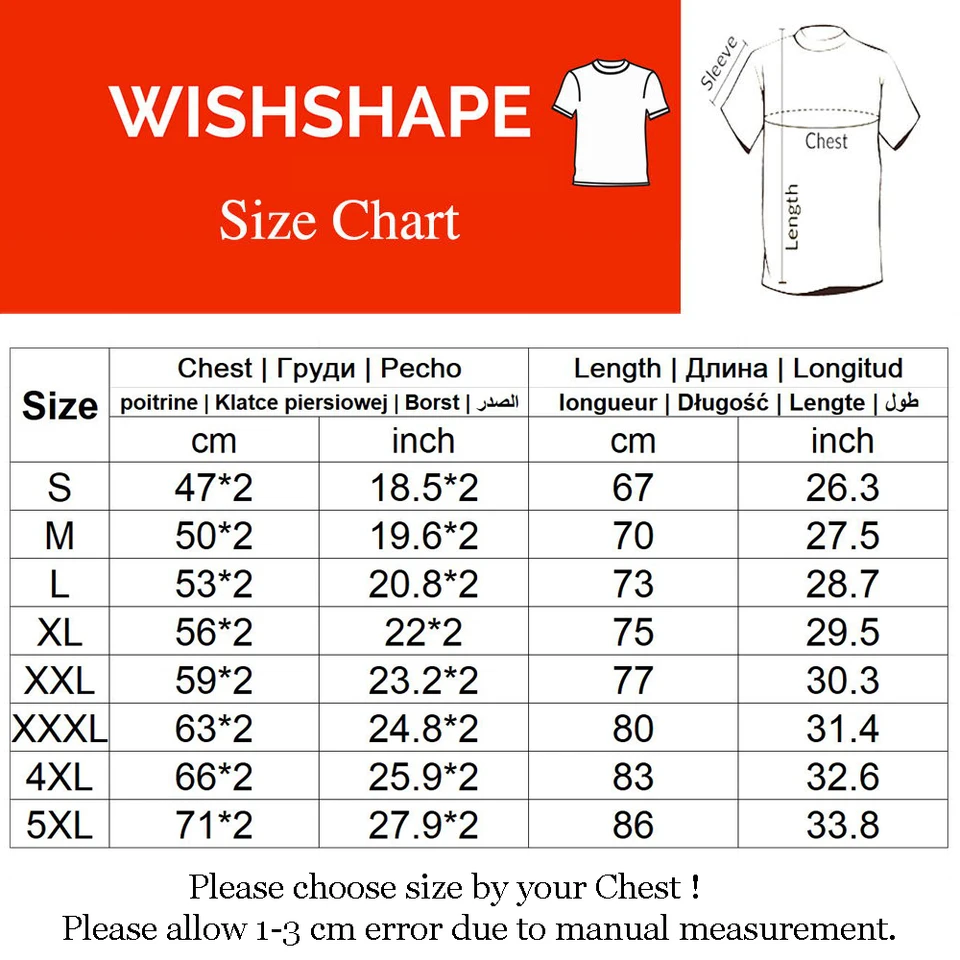 slim fit t shirt size chart