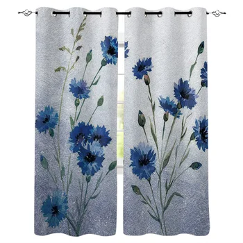 

Abstract Background With Blue Flowers Window Curtains Home Decor Bedroom Kitchen Items Curtain Panel Curtains for Living Room