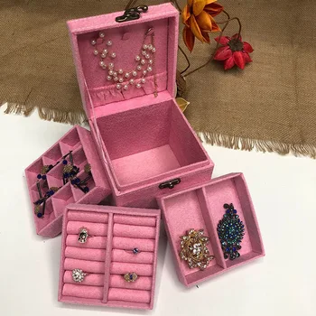 

3-Layer Jewelry Box Organizer Portable Travel Earrings Necklace Ornaments Storage Case for Earrings Necklace Rings Bracelet