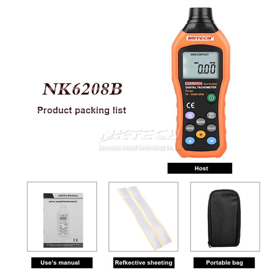 Цифровой тахометр NKTECH NK6208B Бесконтактный 50 99999 ОБ/мин|diagnostic-tool| |