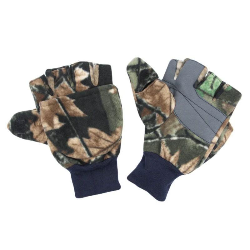 

Outdoor Winter Running Fishing Gloves Fleece Anti-slip Half Finger Gloves Men Women Sports Fingerless Flip Gloves Photography