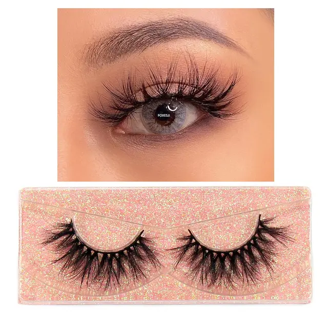FOXESJI Makeup Eyelashes 3D Mink Lashes Fluffy Soft Wispy Natural Cross Eyelash Extension Reusable Lashes Mink False Eyelashes K53