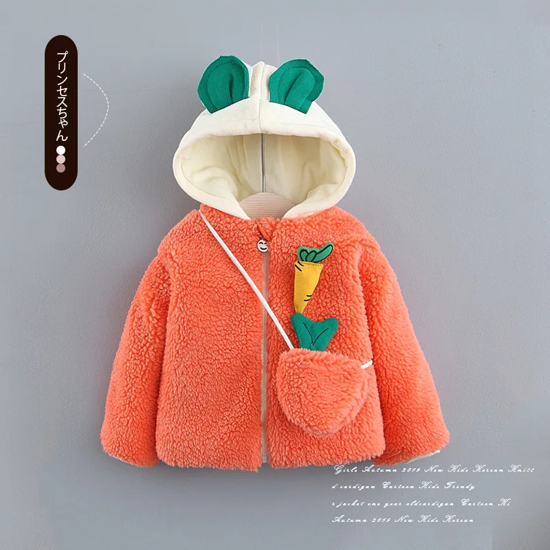 orange Зимняя брошь в виде Редьки, куртка с сумкой, Детское пальто - Цвет: orange