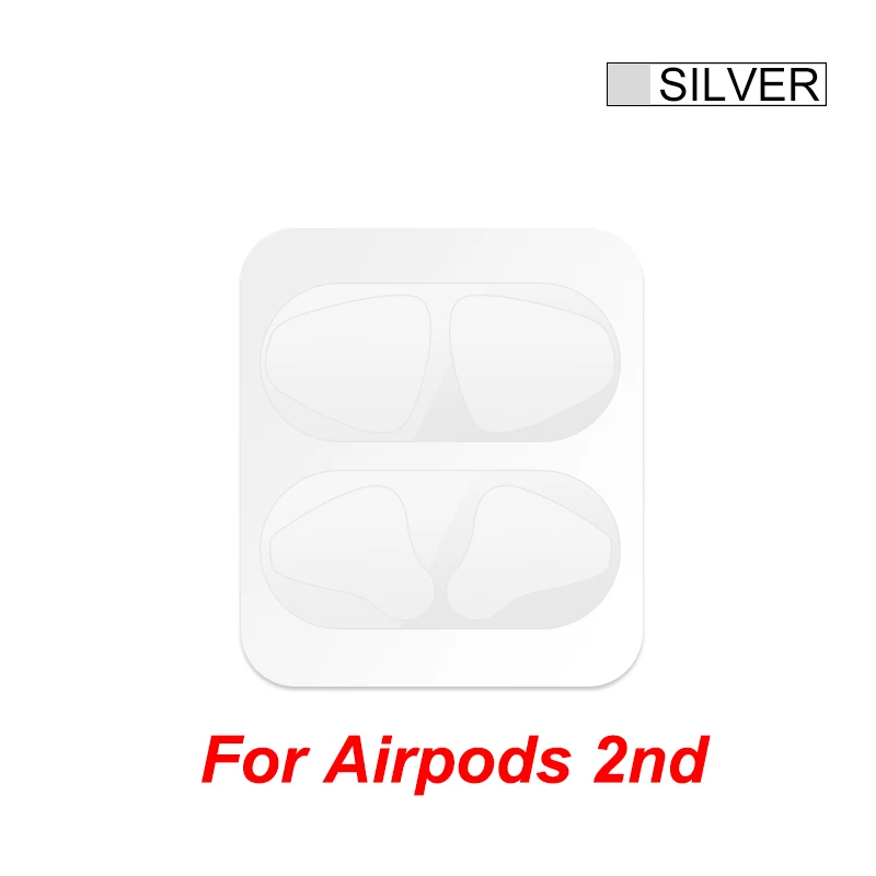 Sliver-2 Металлическая Пылезащитная наклейка для AirPods 1 2 Чехол Пылезащитная наклейка защита кожи для Apple AirPods 2 1 Аксессуары - Цвет: Sliver-2