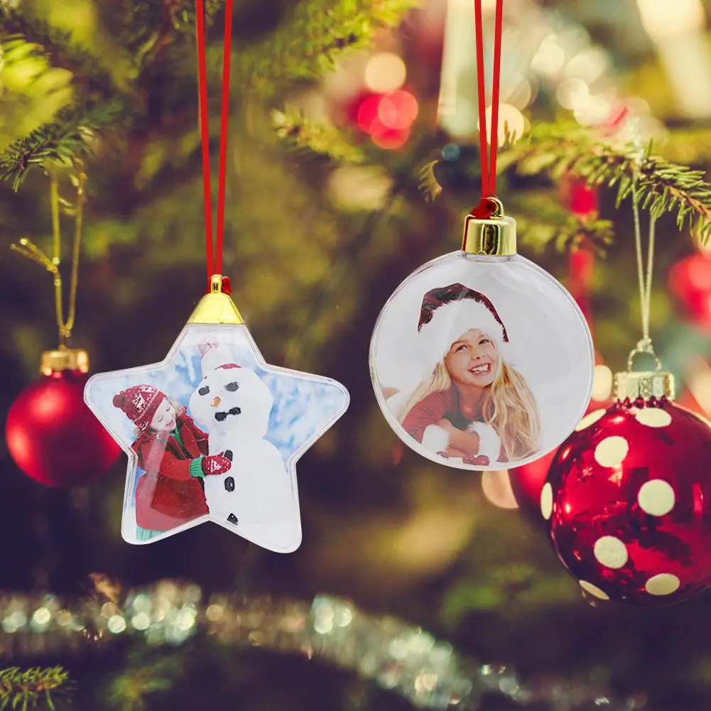 Christmas Transparent Plastic Photo Five-star Ball Decorations X-mas Xmas Tree Hanging Decor For Home Diy Party Kids Gifts | Дом и сад