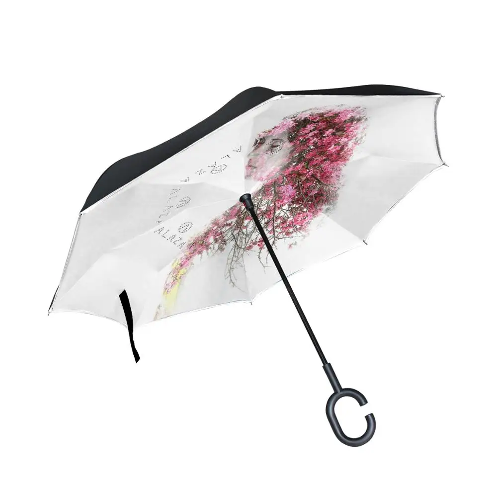 Susino Melancholy Flower beauty Stick зонтик для женщин и мужчин черный двойной слой обратный зонтик непромокаемые Зонты