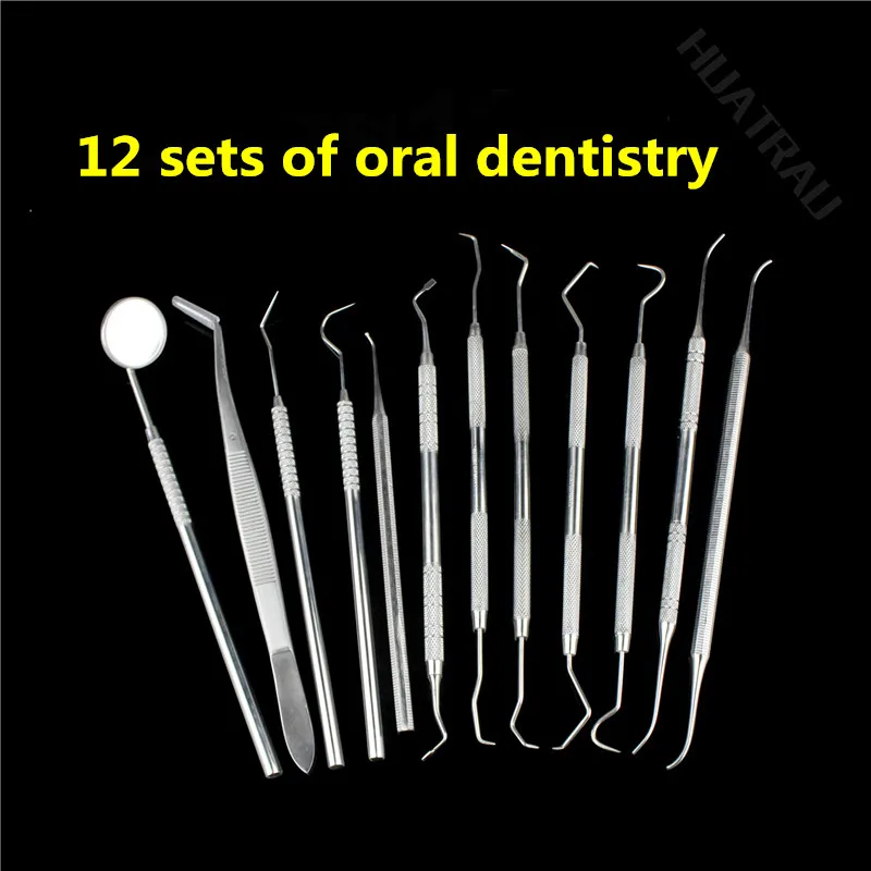 Медицинский Набор для зубной гигиены, зубной скребок, зондовый пинцет, инструмент, зубочистка, набор для отбеливания зубов, нержавеющая сталь, зеркало для рта, стоматологический