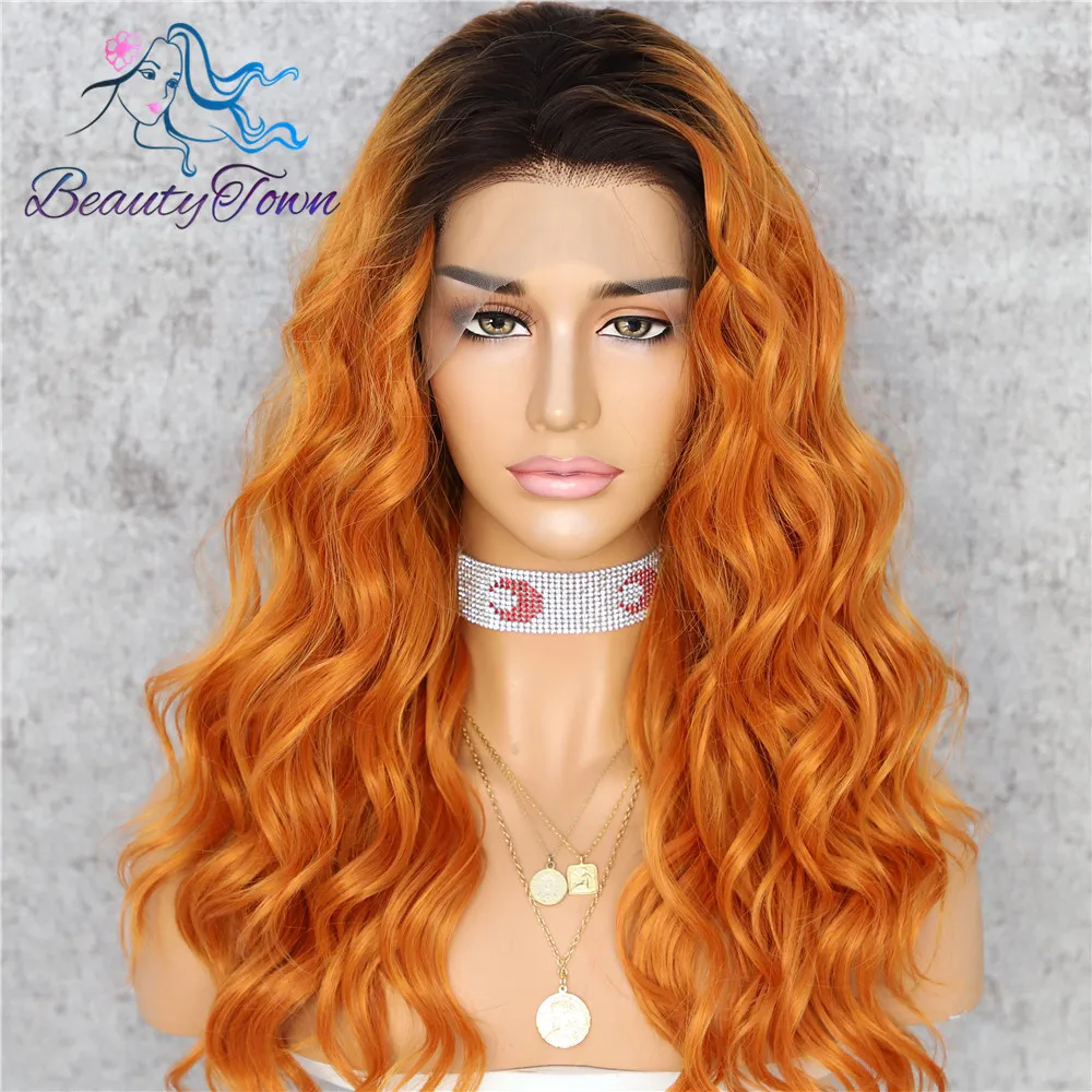 BeautyTown волнистые эффектом деграде (переход от темного к оранжевый кружевной