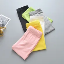 Осень, детские леггинсы, укороченные леггинсы из бамбуковой ткани ярких цветов для девочек, эластичные леггинсы для малышей