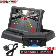 Koorinwoo беспроводной AHD Автомобильный видео парковочные датчики камера заднего вида 2 сигнализация с монитором складные радары парковочные парктроники