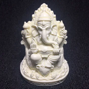 

white Indian elephant god Figurines，Modern art sculpture，High-end carving，Home Living Room God of Wealth Decoration souvenirs