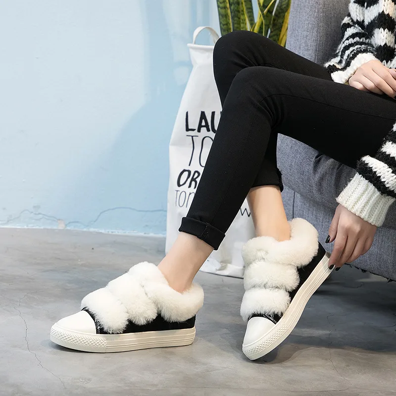 Черный Зимняя теплая обувь; zapatos de mujer; Модные женские кроссовки из натуральной кожи с перекрестной шнуровкой; chaussure; женская обувь на меху - Цвет: Черный