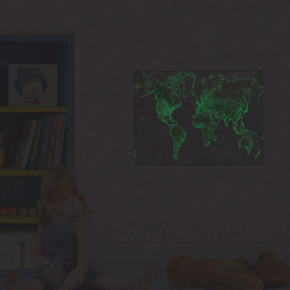 Креативная светящаяся карта мира настенные наклейки для детей обои раннее образование светоизлучающие настенные бумаги украшения для дома