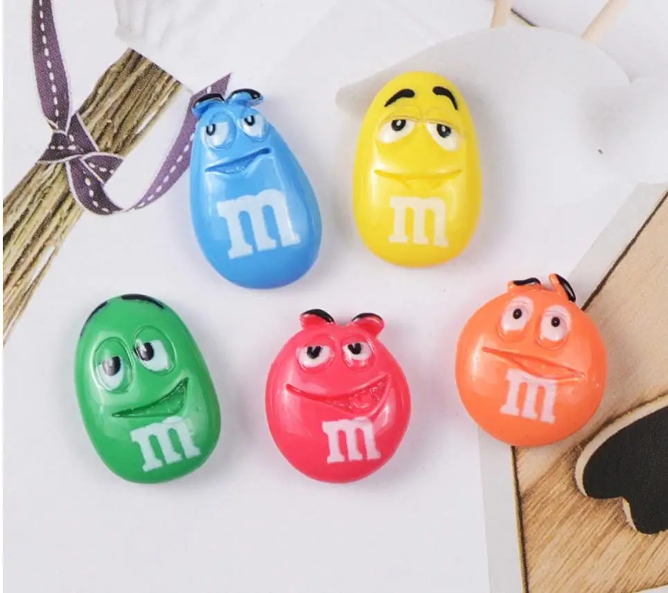 Kawaii плоские пластмассовые М Бобы милые конфеты diy Кабошоны украшения для скрапбукинга Ремесло Изысканные Серьги Подвески - Окраска металла: no hook 500pcs