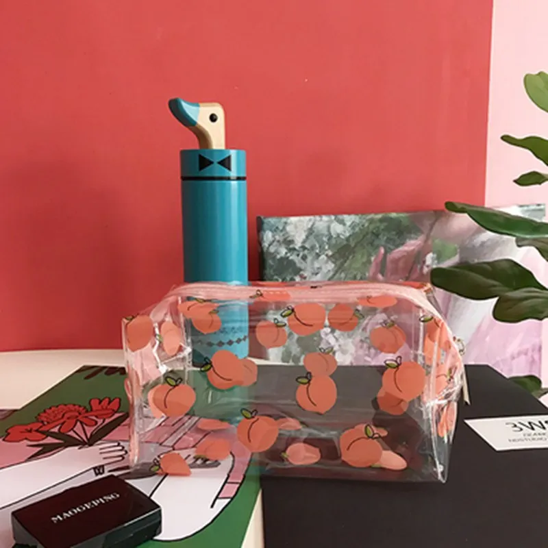 Сумка для макияжа с рисунком VSCO для девочек, Прозрачная женская косметичка, набор для макияжа на молнии из ПВХ, органайзер для туалетных принадлежностей для путешествий, красивый чехол-держатель - Цвет: 4
