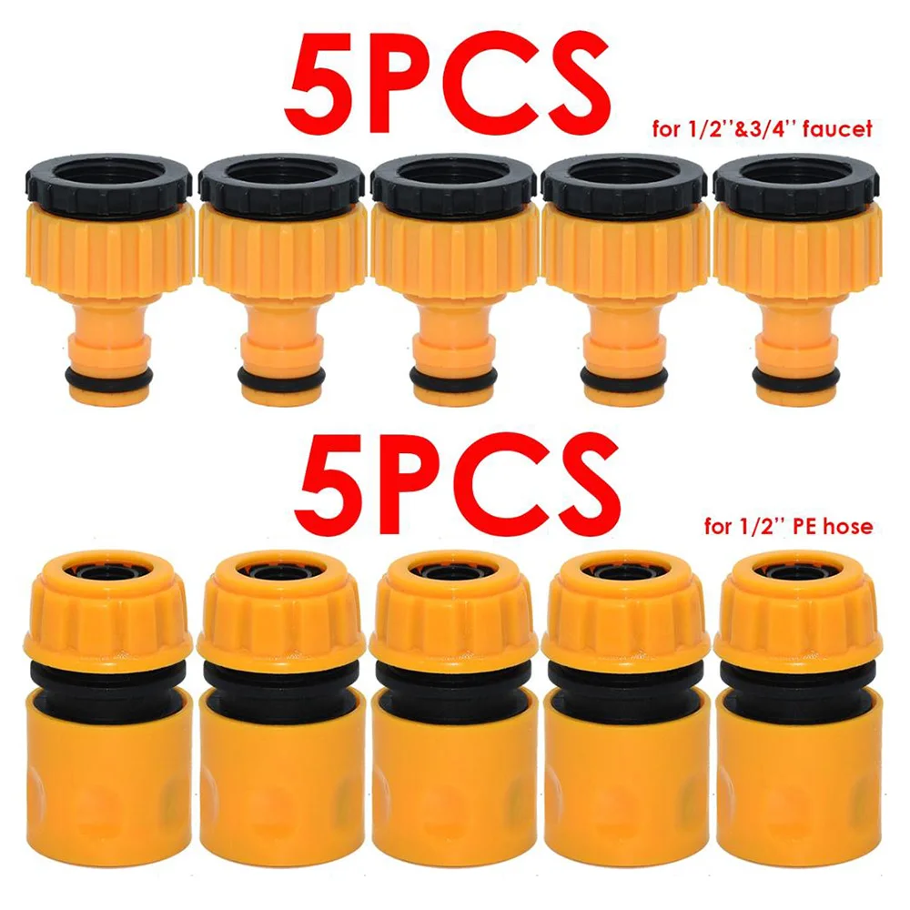 5Pcs 3/4" Threaded Tap Adapter Garden Water Hose 1/2" Male Quick Connector New 