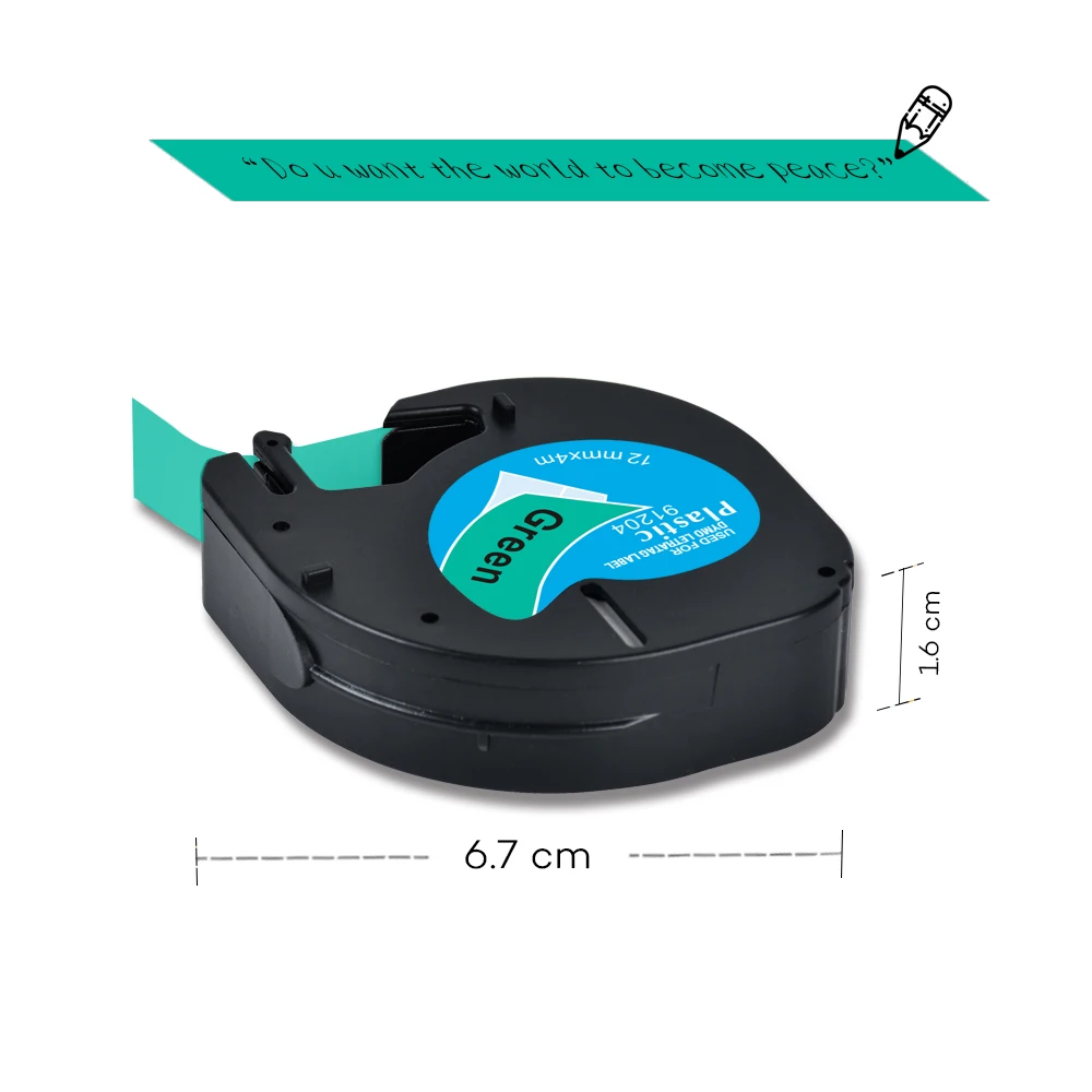 Yance LT91204 91204 91334 LT 라벨 메이커 테이프 12mm 검정색 호환 DYMO LetraTag 테이프 dymo 라벨 프린터 LT-100H 용