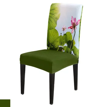 

6/8piece Lotus Flower Print Chair Cover Dining Elastic Chair Covers Spandex Stretch Elastic Anti-dirty Removable