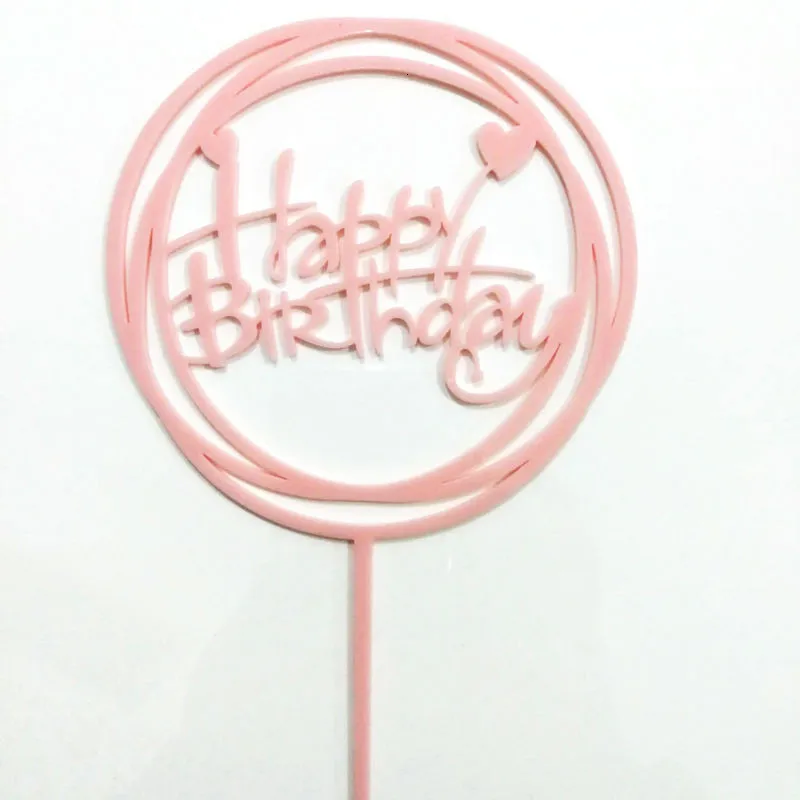 Прозрачный 1 pc Acrylic Happy Birthday Love Cake Topper Decoration for Birthday Cupcake Flag Birthday Party Decorative Props Supplies - Цвет: Прозрачный