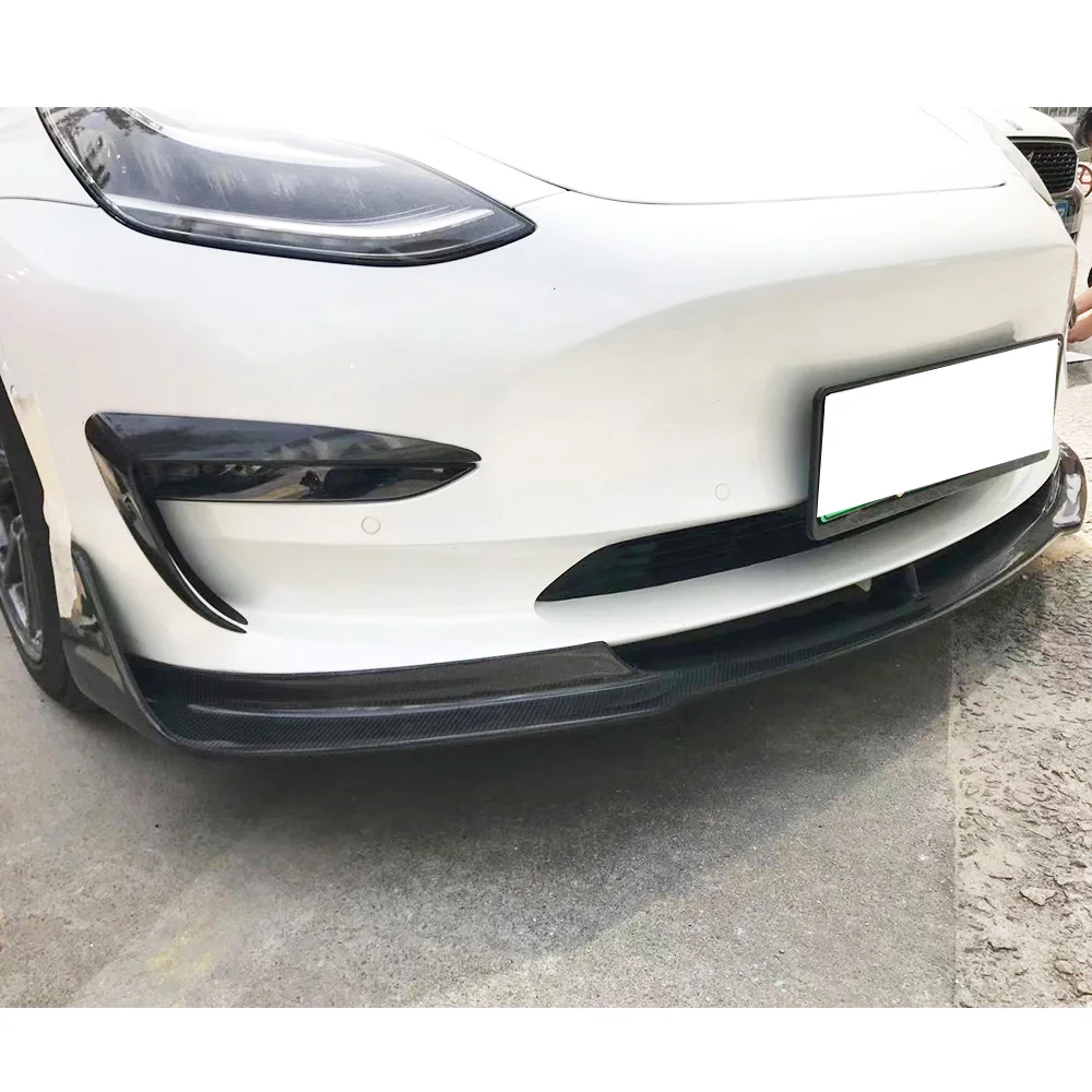Для Tesla модель 3 углеродное волокно передняя противотуманная вентиляционная накладка