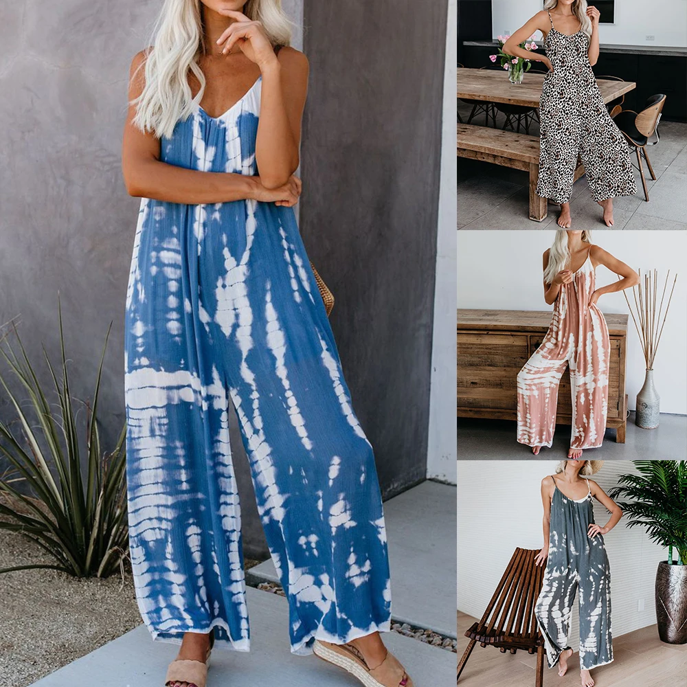 Monos Tie-dye de sport para mujer, petos holgados, monos vaqueros para mujer 2020