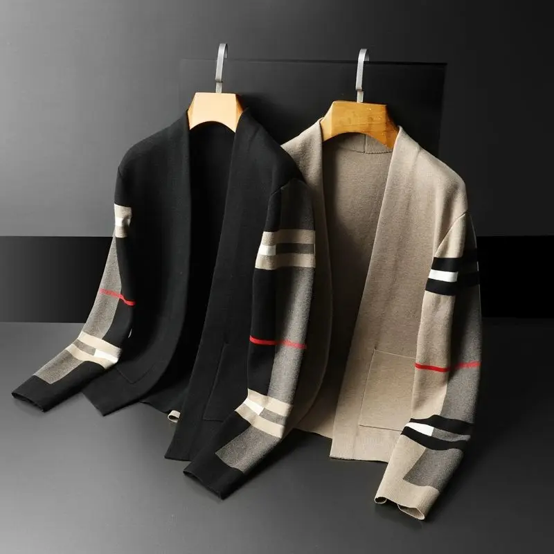 De los hombres de la moda camiseta suéter cardigan casual Europa estación hombres suéter slim fit versátil abrigo