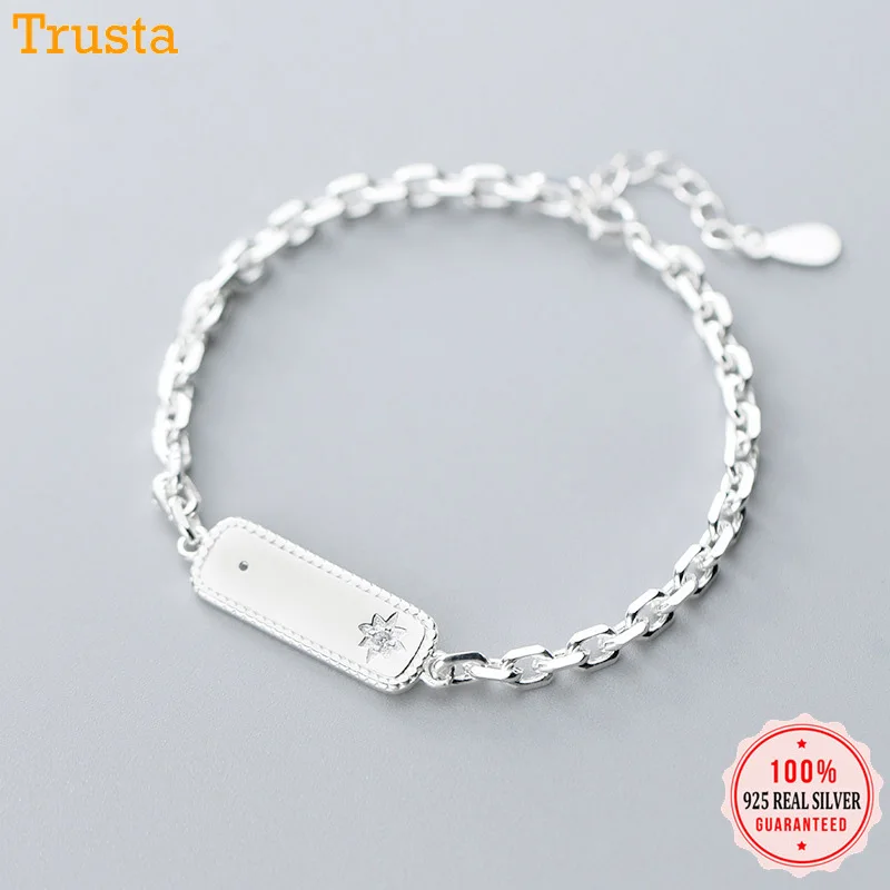 Trustdavis, 925 пробы, серебряные, эллиптические звенья, звенья, цепочка, браслет, браслеты, 15 см, для женщин, девушек, леди, серебро, 925, ювелирное изделие, DA465