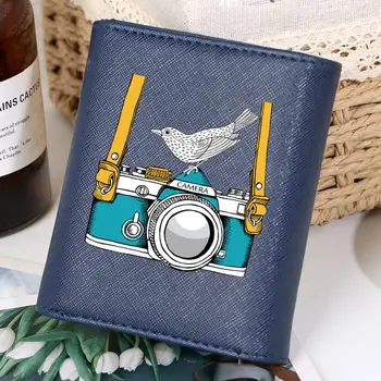 

Creative Women's Wallet Custom Camera Wallets Female Short Design Purses Three Folding Money Bag Lady Purse portfel damski