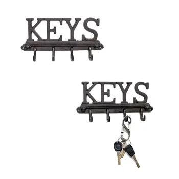 

Vintage Key Holder Storage Hooks Wall Mounded Black Metal Rack Hanger Practical Key Hooks