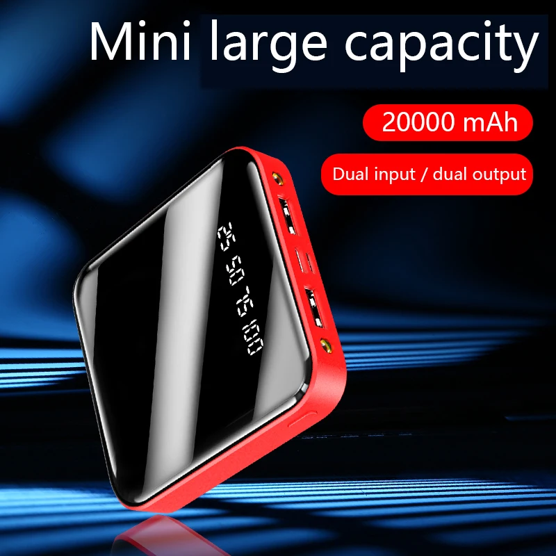 Mi ni power Bank, 20000 мА/ч, портативное зарядное устройство для быстрой зарядки, 20000, двойной USB PoverBank, Внешнее зарядное устройство для Xiaomi mi iPhone