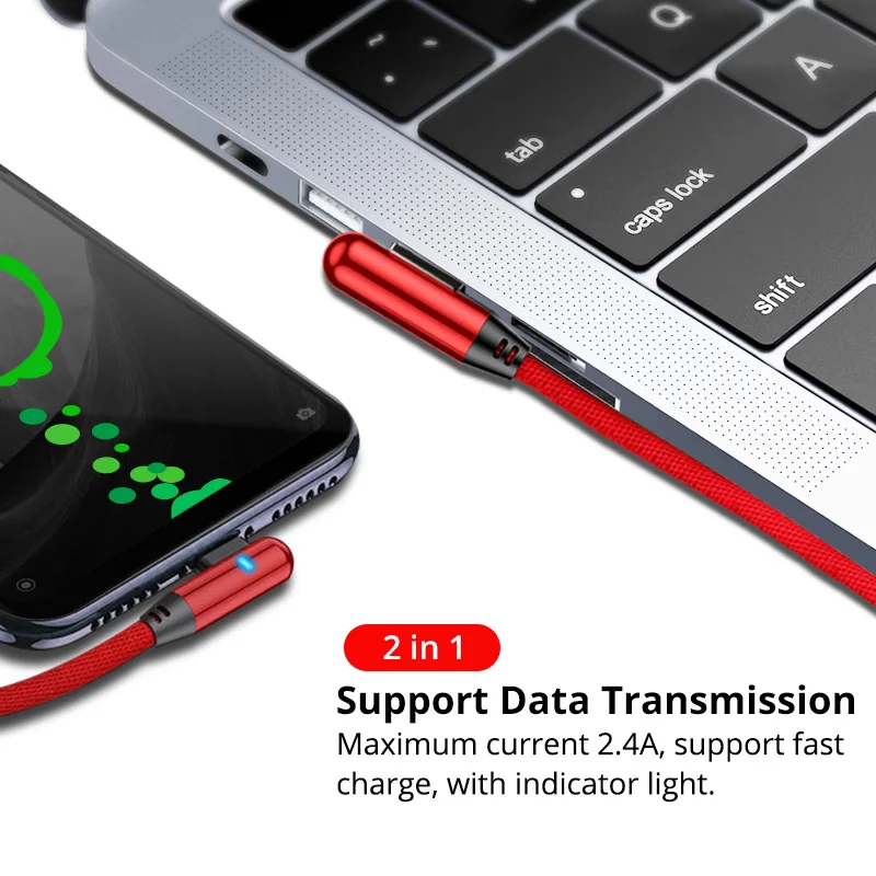 Зарядный usb кабель ANMONE 90 градусов USB Type C 2 4 А зарядный Micro L для игр Huawei Samsung|Кабели
