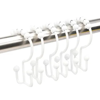 

12pcs Elegant Home Solid Easy Install Bedroom Bathroom Accessories Window Iron Double Sided Durable Shower Curtain Hook Modern