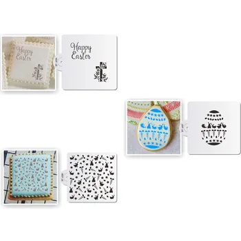 3 개/대 행복한 부활절 토끼 & 계란 플라스틱 디자인 컵케익 & 쿠키 퐁당 케이크 장식 용품 주방 베이킹 과자 도구