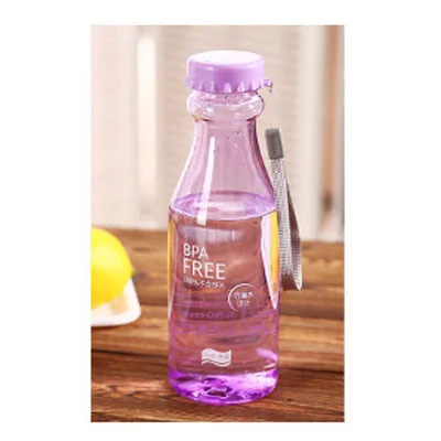 Transparent-purple Портативная бутылка для воды, не легко разбивается, бутылка для соды, прозрачная герметичная чашка, 550 мл, чайник, скраб, качественная ПП спортивная чашка для улицы - Цвет: Transparent-purple