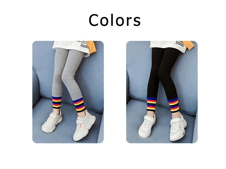 Autumn Leggings Girl Kids Trousers Elastic Fashion Girls Pants Rainbow Pattern Kids Leggings Trousers Outwear 5-13 Years