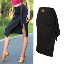 Юбка для латинских танцев женская черная танцевальная юбка Дамское Платье для танго Румба одежда для тренировок Современная Танцевальная юбка для латинских танцев для женщин BL2175