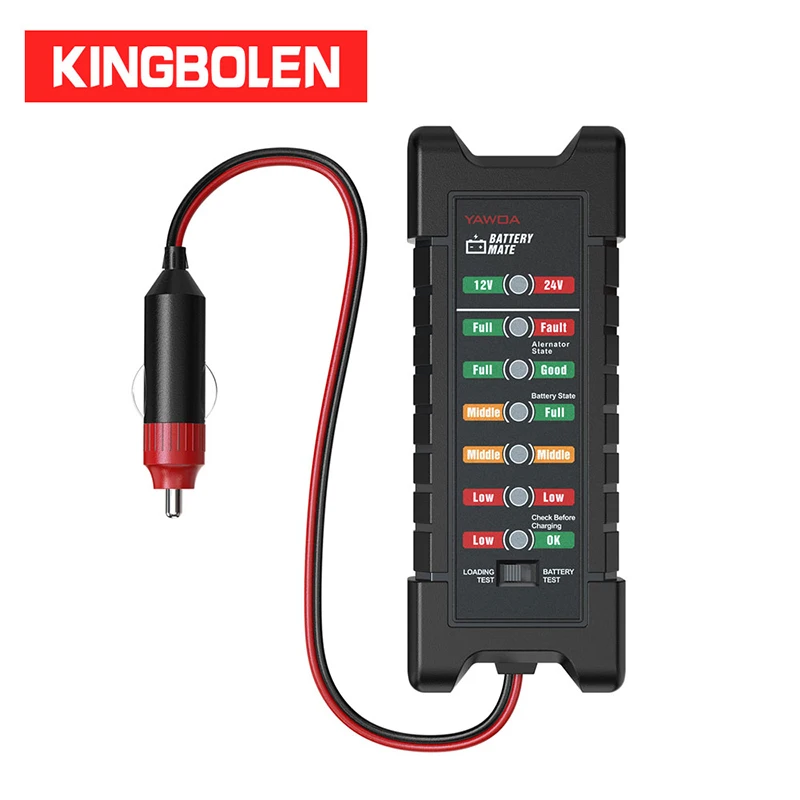 12V Car Battery Tester 6 LED Lights Digital Alternator Tester Auto Load Analyzer