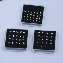 Милые кольца в форме сердца, звезды для женщин, 925 пробы серебряные шпильки для носа, модные пирсинг для носа, ювелирные изделия, серьги с шариками