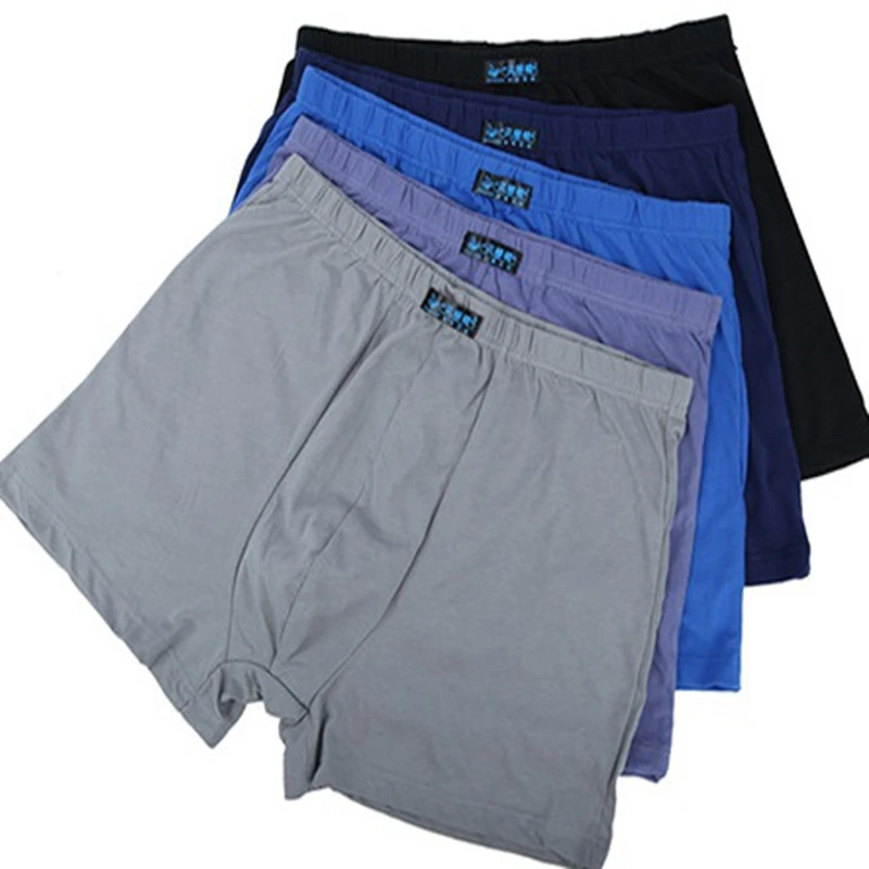 5Pcs/lots Male Men's Long Boxer Shorts Cotton Panties Mens Large Size