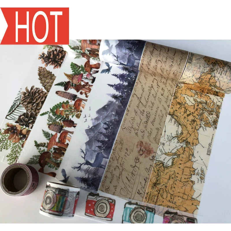 Jiataihe-Cinta washi con mapa de recortes, decoración kawaii, vintage, dorado, diy, 1 rollos/lote, envío gratis