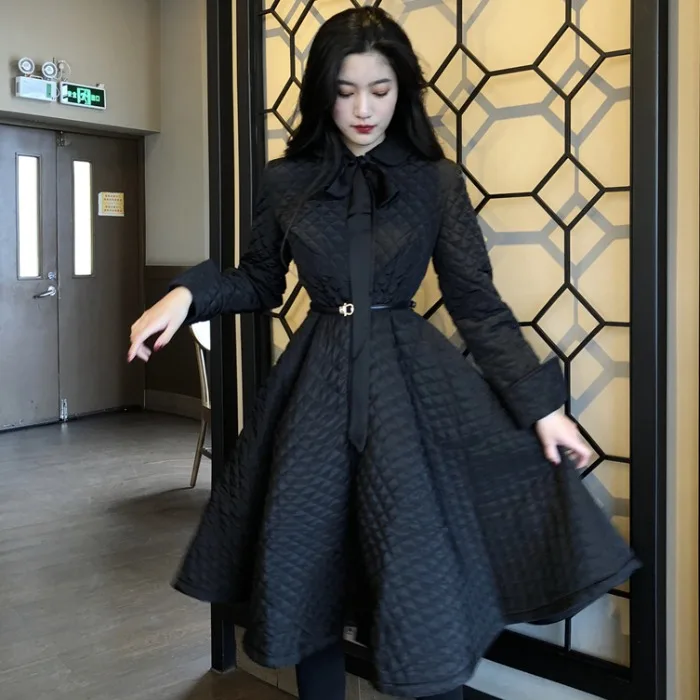 

2019 New Fashion Korean Women's Down Jacket Vintage Female Jacket Neckline Tether Coat Female Big Pocket Women's Clothing Winter
