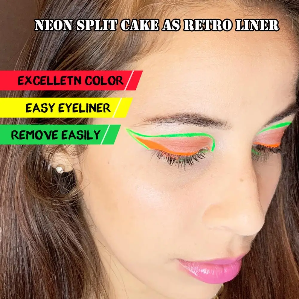Bowitzki 50g  professional Face and body Painting Neon Rainbow Split Cake Water actived eyeliner Makeup eyeshadow 3