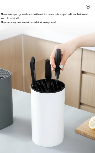 Dropship Knife Block Holder; Universal Knife Block Without Knives; Unique  Double-Layer Wavy Design; Round Black Knife Holder For Kitchen; Space Saver  Knife Storage With Scissors Slot  Platform Banned to Sell Online