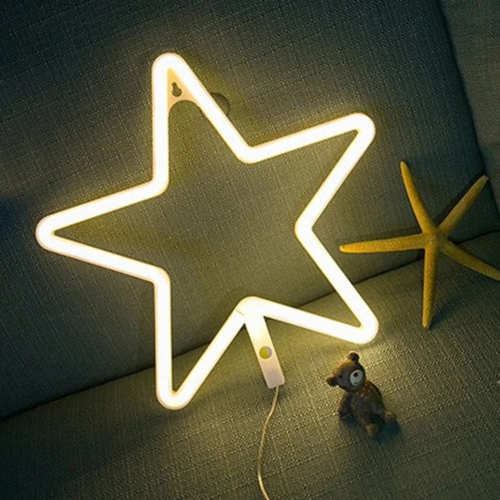 Светодиодная комнатная настенная подвесная вечерние Декор подарок настольных фестиваль рождественские Спальня неоновый светильник звезда Форма