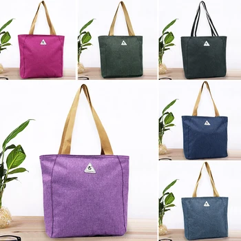 

Women Shoulder Bags Solid Color Large Capacity Waterproof Oxford Cloth Handbag Lightweight Casual Reusable Tote Bags For Girl