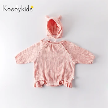 

Koodykids Baby Girl Bodysuits Spring Rompers With Hat Baby Boy Grey Bear Hat Rompers Autumn Baby Fashion Clothes Long Sleeve