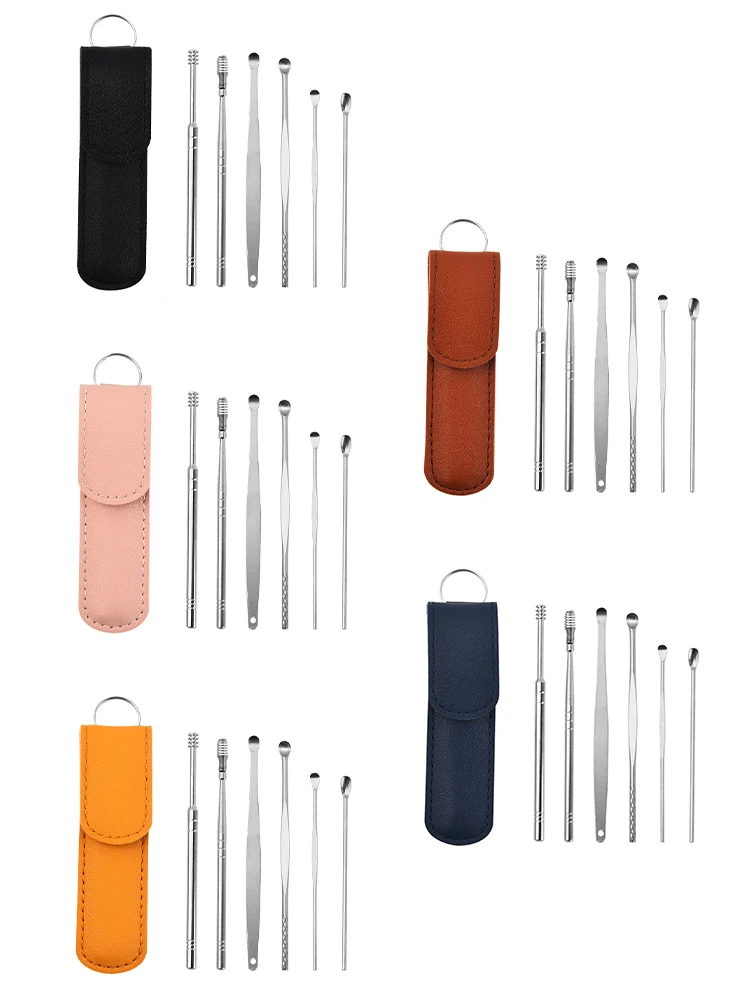 6PCS Ear Cleaner Wax Removal Tool Earpick Sticks Earwax Remover Curette Ear Pick Cleaning Ear Cleanser Spoon Health Care Earpick