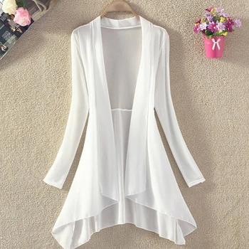 

Casual Floral Thin Coat 2020 Fashion Women Cardigan Coats Sun Protection Female Clothing Mesh Chiffon Long Sleeve Cardigan Shawl