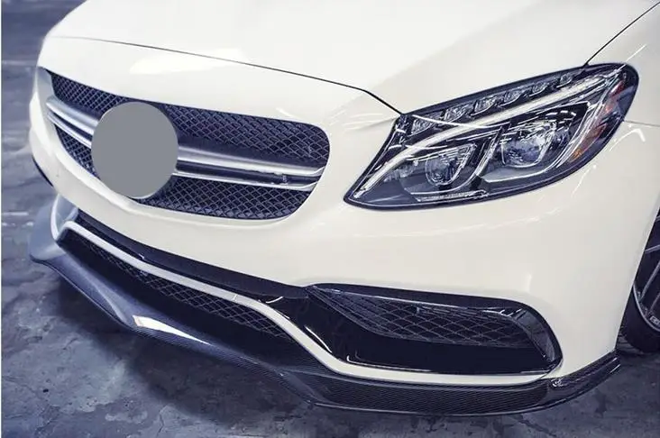 Углеродное волокно передняя губа для Mercedes Benz W205 C63 AMG 4 двери передний бампер спойлер наборы кузова W205 AMG C63 аксессуары