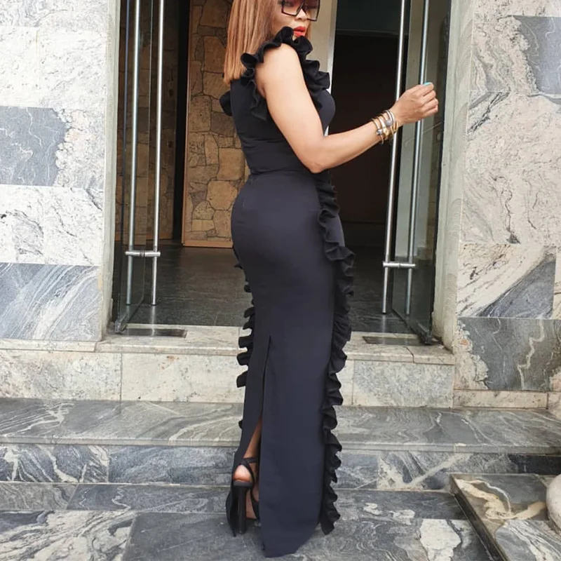 Ceny Kobiety slim, z falbanami Maxi obcisłe sukienki świętować czarna róża czerwony elastyczny pakiet Hip Party szaty